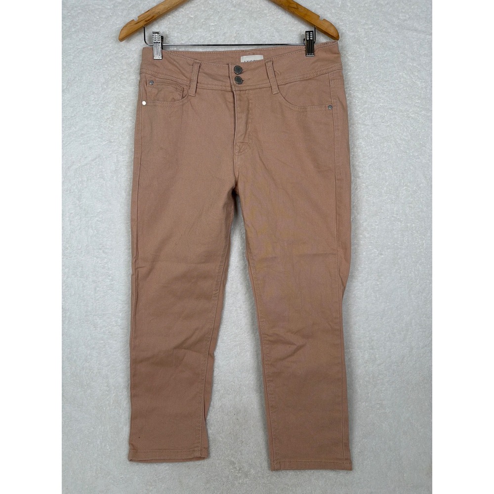 Angels Capri Pants Women 8/29 Tan Curvy Skinny Everflex Cropped Flap Pocket